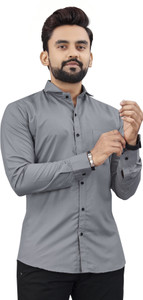 NIVICK Men Solid Formal Grey Shirt