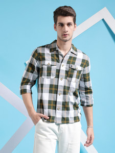 The Indian Garage Co. Men Green Checkered Shirt - Image 6