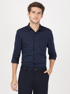 LEE Men Checkered Casual Blue Shirt