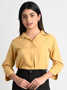 MAGHMA Women Solid Casual Yellow Shirt