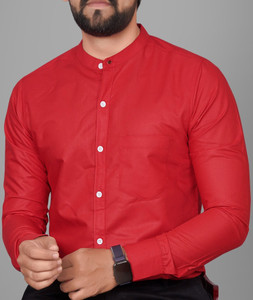 Voroxy Men Solid Casual Red Shirt