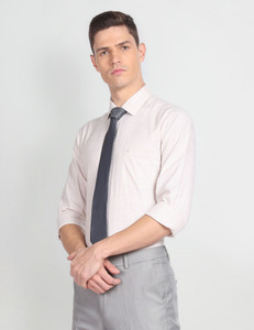 ARROW Men Self Design Formal Beige Shirt