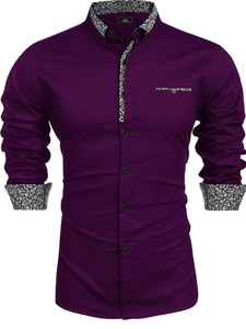 Webric Men Solid Casual Purple Shirt