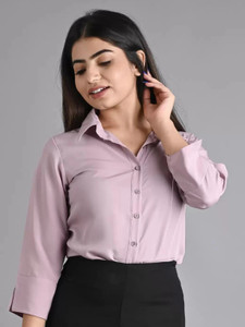 MAGHMA Women Solid Casual Purple Shirt
