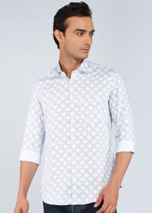 INTEGRITI Men Geometric Print Casual Blue, White Shirt