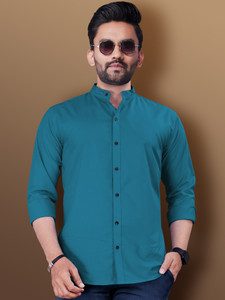 VeBNoR Men Solid Casual Dark Blue Shirt