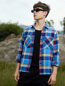 CAMPUS SUTRA Men Checkered Casual Blue Shirt