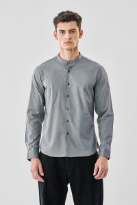 Snitch Men Solid Casual Grey Shirt