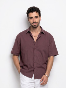 TRULOOM Men Solid Casual Maroon Shirt