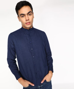 Pepe Jeans Men Solid Casual Blue Shirt