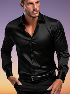 BROCON Men Solid Party Black Shirt