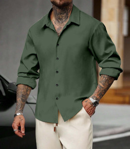DarkSquare Men Solid Casual Green Shirt