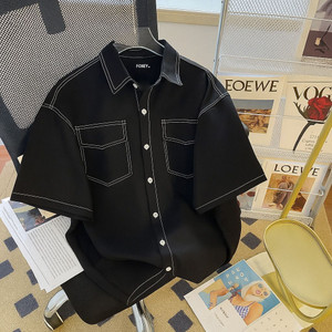 FOXEY Men Solid Casual Black Shirt