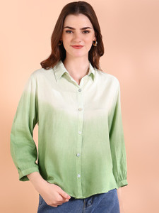 METRONAUT Women Dyed/Ombre Casual Green Shirt