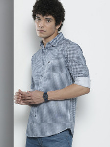The Indian Garage Co. Men Dark Blue Checkered Shirt - Image 5
