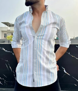 JACKBELLA Men Striped Casual Multicolor Shirt