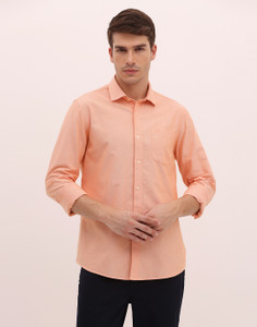 Blackberrys Men Solid Casual Orange Shirt