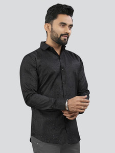 NIVICK Men Printed Formal Black Shirt