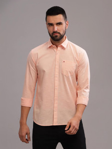 BLUE SQUAD Men Orange Cotton Shirt - Image 6