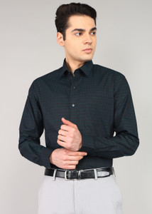 ARROW Men Checkered Formal Green Shirt