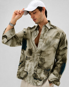 Uiriuy Men Printed Casual Green Shirt
