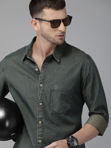 Roadster Men Floral Print Casual Grey Shirt