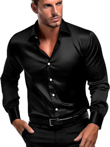 Tyzlo Men Solid Casual Black Shirt