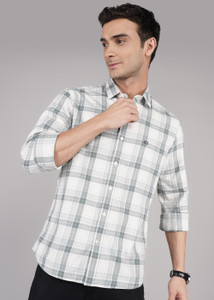 ARROW Men Checkered Casual Green Shirt