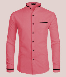 EVIQE Men Solid Casual Pink Shirt