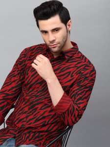 RIGO Men Printed Casual Red Shirt