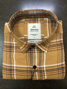 Apuesto Men Striped Casual Brown Shirt