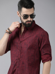 Roadster Men Printed Casual Orange Shirt