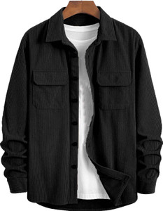 DIMMY Men Striped Casual Black Shirt