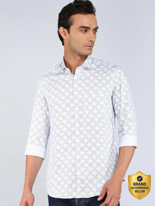 INTEGRITI Men Geometric Print Casual Blue Shirt