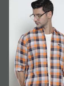 The Indian Garage Co. Men Checkered Orange Shirt - Image 6