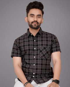 METRONAUT Men Checkered Casual Grey, Black Shirt