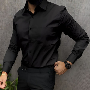 Vuon fab Men Solid Casual Black Shirt