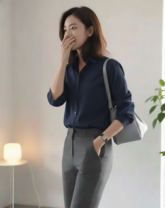 Novotny Women Solid Formal Dark Blue Shirt
