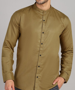 MILDIN Men Solid Casual Brown Shirt