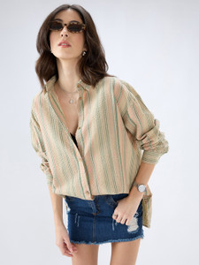 Mystere Paris Women Self Design Casual Multicolor Shirt