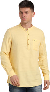 TURTLE Men Solid Casual Yellow Shirt