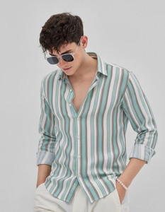 S-LINE Men Striped Casual Multicolor Shirt