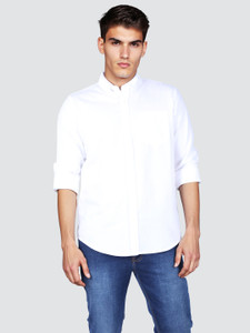 LEE Men Solid Casual White Shirt