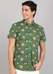 JACK & JONES Men Printed Casual Green Shirt