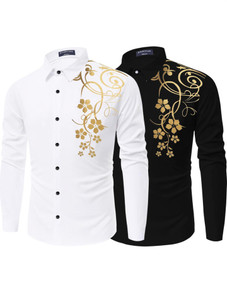 ZARTHA Men Printed Casual White Shirt