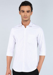 INTEGRITI Men Striped Casual White Shirt