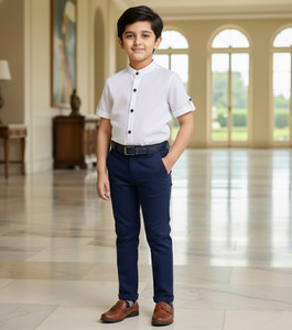 ESTHERCHARM Boys Solid Formal White Shirt