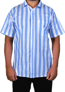 AUZAAI COLLECTION Men Striped Casual Blue Shirt