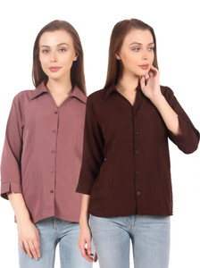 CINDERELLA THE CREATIONS FACTORY Women Solid Formal Brown, Pink Shirt
