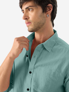 savani taxtile industries Men Solid Casual Light Blue Shirt